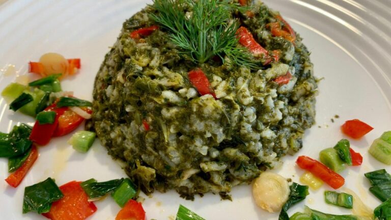 Ștevie cu orez și ceapă verde